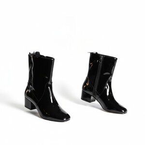 Botkier Boots Black Patent Leather Ankle Boots Booties NWOB